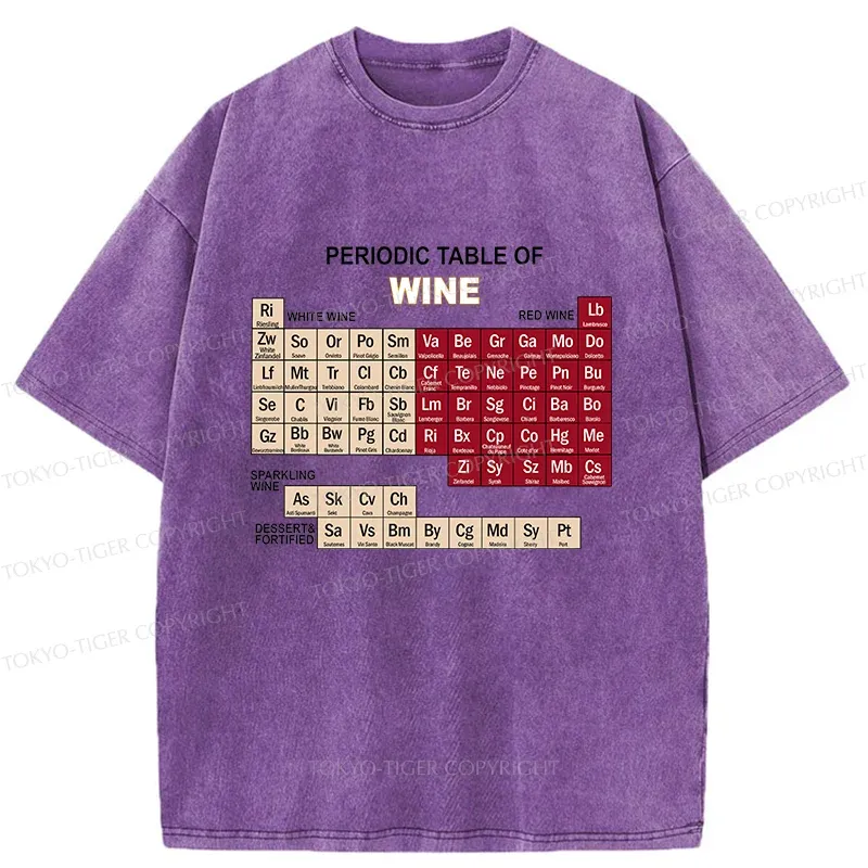 Tokyo-Tiger Table of Elements of Wine Washed T-Shirt