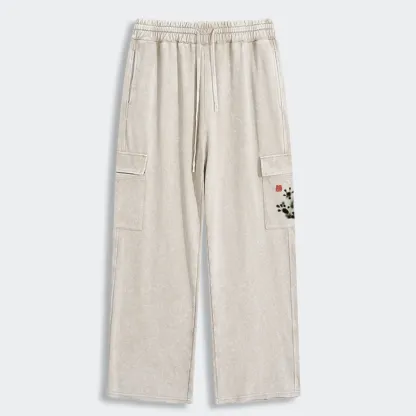 Tokyo-Tiger Ink Painting Frog Washed Utility Sweatpants