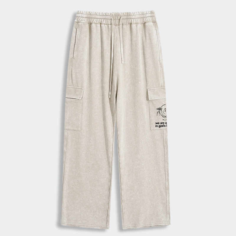 Tokyo-Tiger Sad Dog Funny Washed Utility Sweatpants