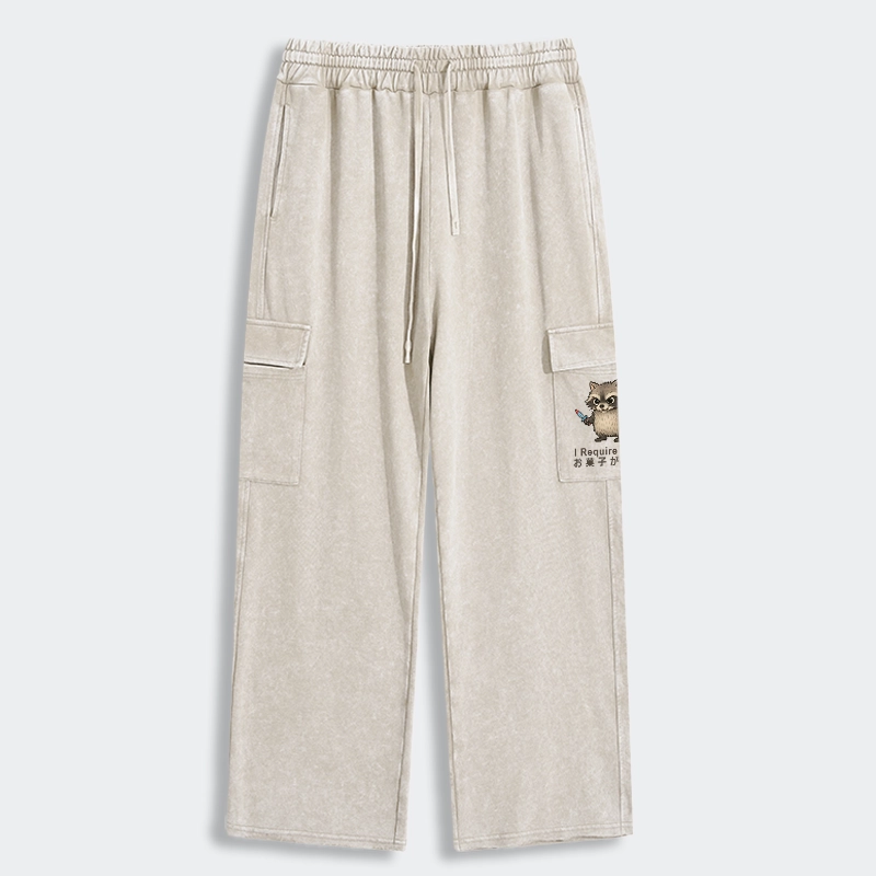 Tokyo-Tiger Raccoons Need Snacks Funny Washed Utility Sweatpants