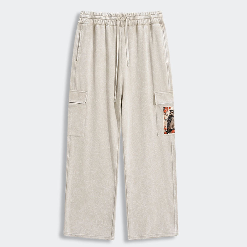 Tokyo-Tiger Vintage Japanese Owl Washed Utility Sweatpants