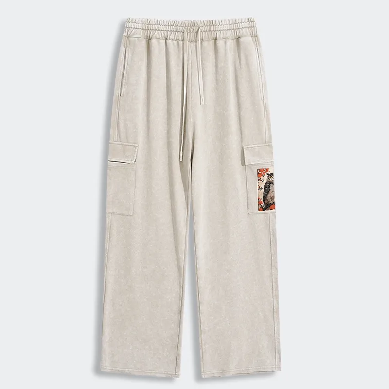 Tokyo-Tiger Vintage Japanese Owl Washed Utility Sweatpants