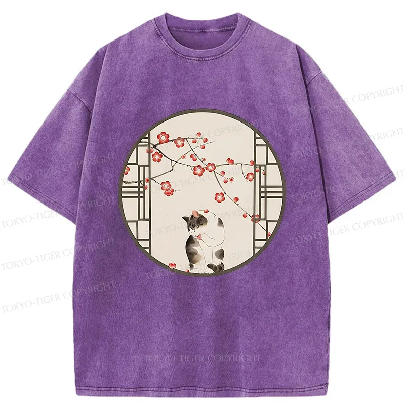 Tokyo-Tiger Beautiful View Outside The Window Washed T-Shirt