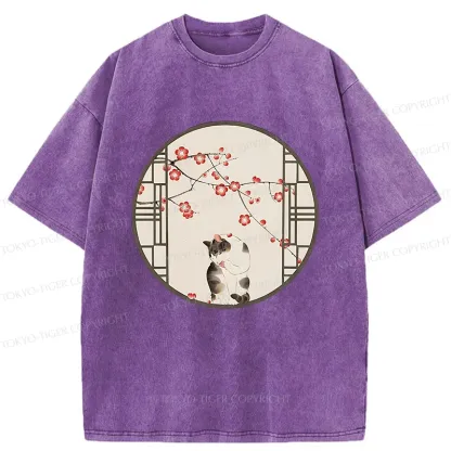 Tokyo-Tiger Beautiful View Outside The Window Washed T-Shirt