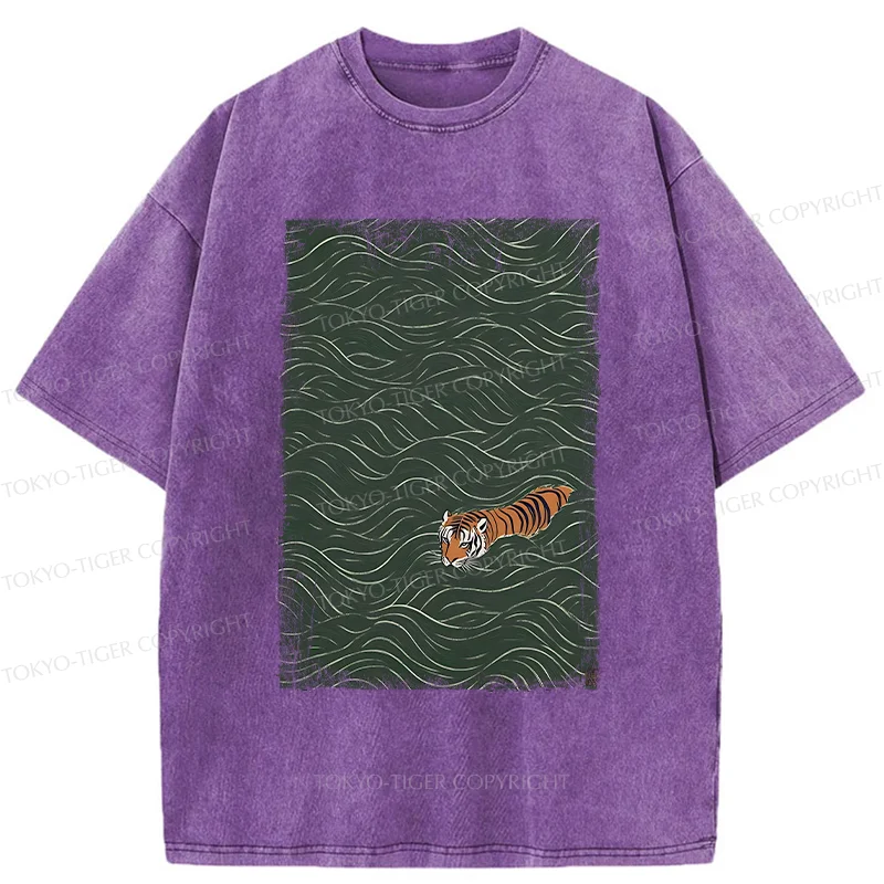 Tokyo-Tiger Tiger In The Grass Washed T-Shirt