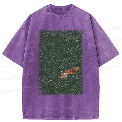 Tokyo-Tiger Tiger In The Grass Washed T-Shirt