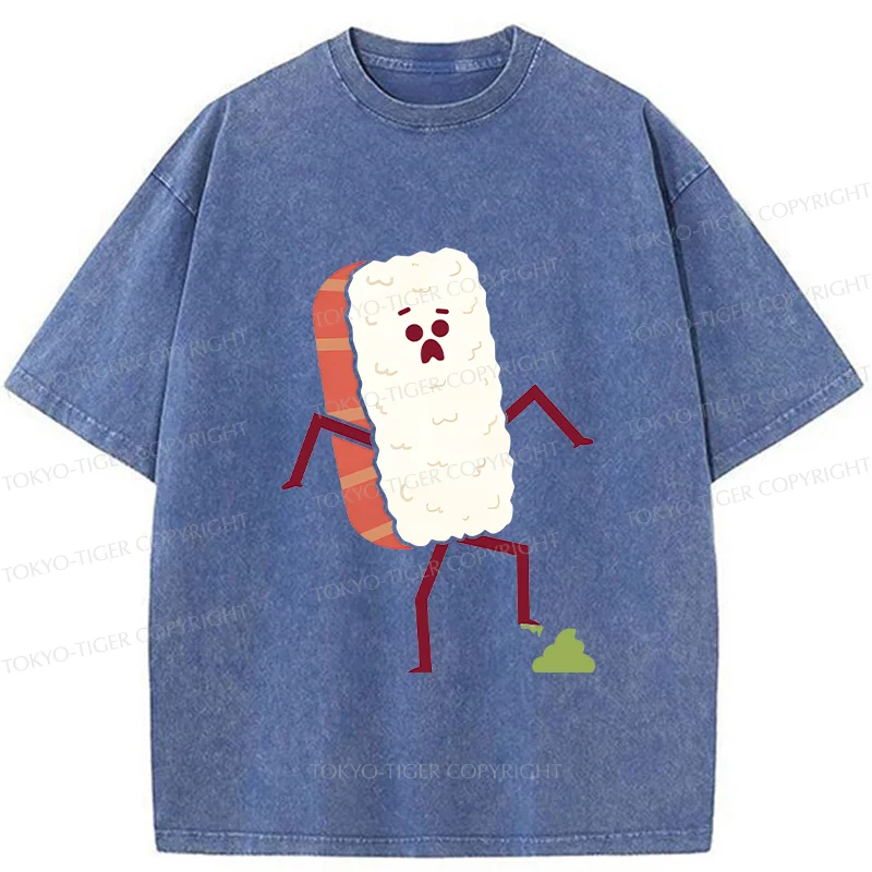Tokyo-Tiger Sushi Stepped On Wasabi Washed T-Shirt