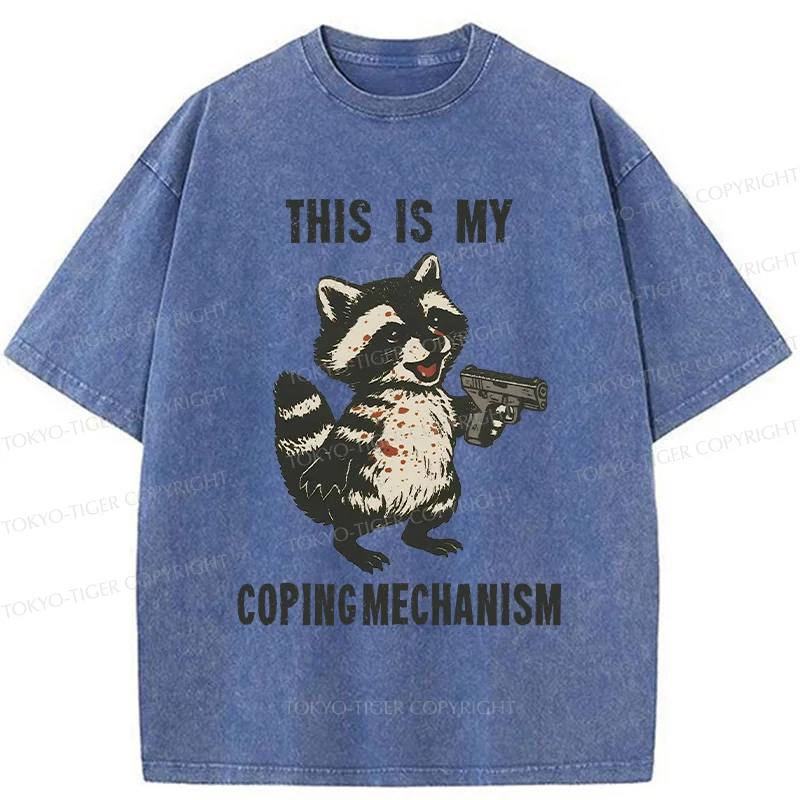 Tokyo-Tiger Raccoon Coping Mechanism Washed T-Shirt