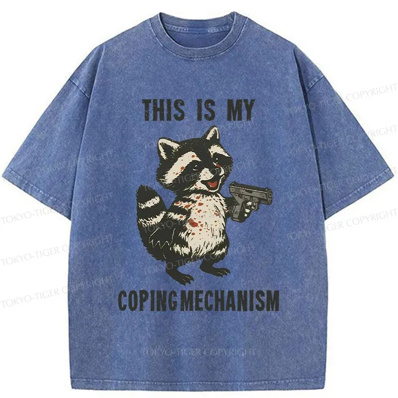 Tokyo-Tiger Raccoon Coping Mechanism Washed T-Shirt