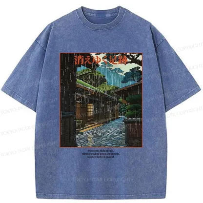 Tokyo-Tiger Courtyard In The Rain Washed T-Shirt
