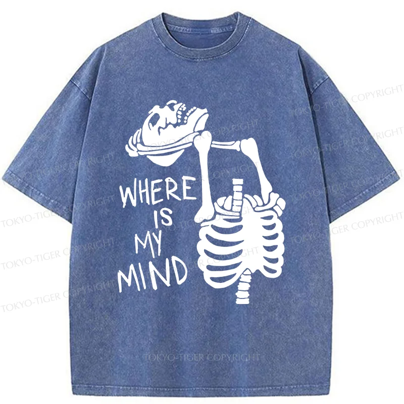 Tokyo-Tiger Confused And Angry Skeleton Washed T-Shirt