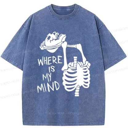 Tokyo-Tiger Confused And Angry Skeleton Washed T-Shirt