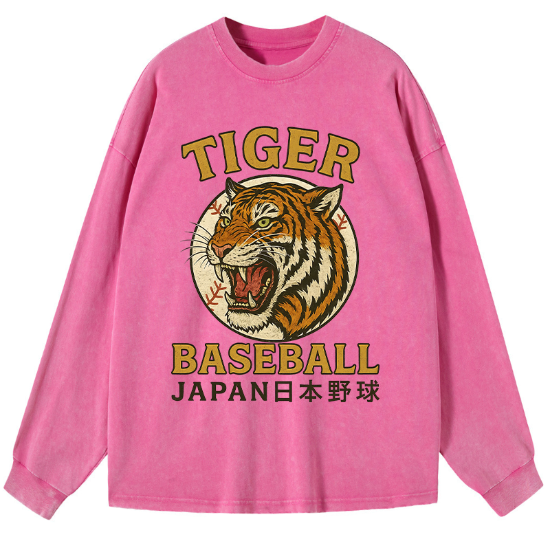 Tokyo-Tiger Osaka Japan Baseball Team Washed Long Sleeve T-Shirt