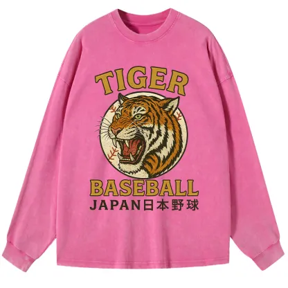 Tokyo-Tiger Osaka Japan Baseball Team Washed Long Sleeve T-Shirt