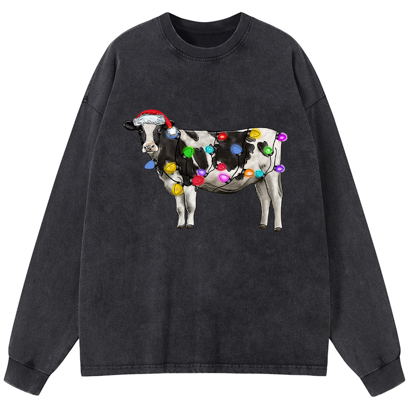Tokyo-Tiger Christmas Cow Washed Long Sleeve T-Shirt