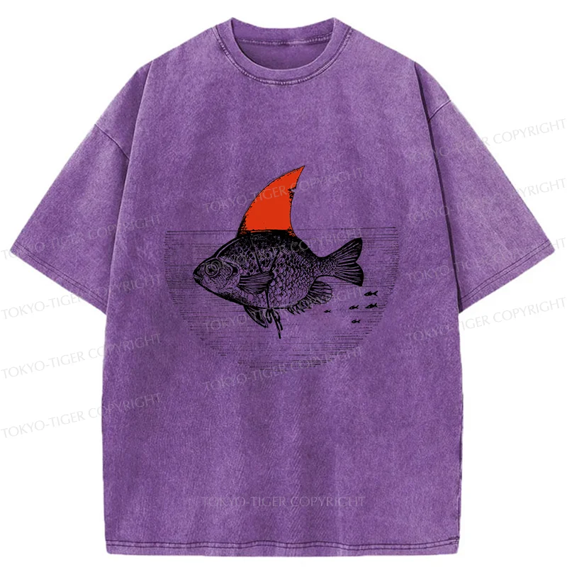 Tokyo-Tiger Shark In The Fish Tank Washed T-Shirt
