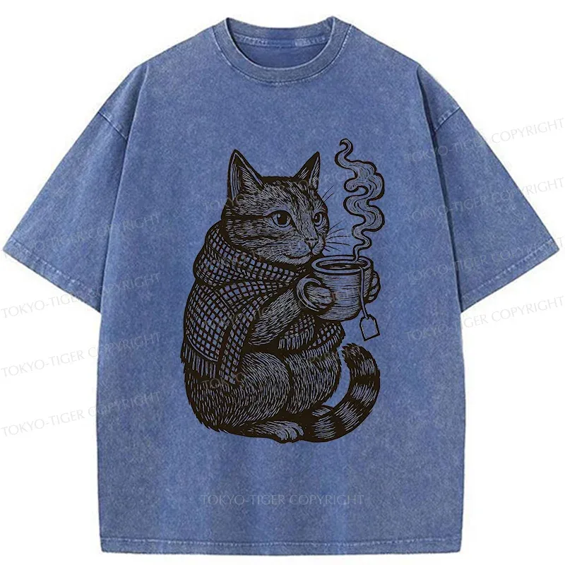 Tokyo-Tiger Autumn Cat Washed T-Shirt