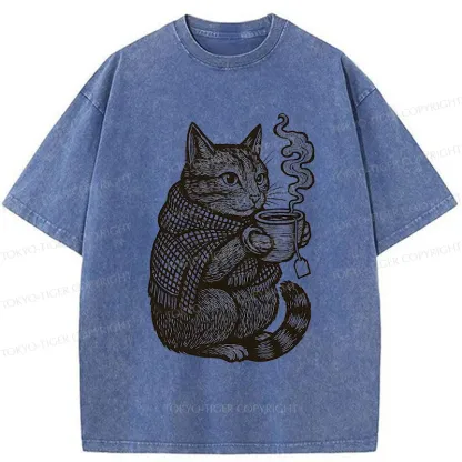 Tokyo-Tiger Autumn Cat Washed T-Shirt