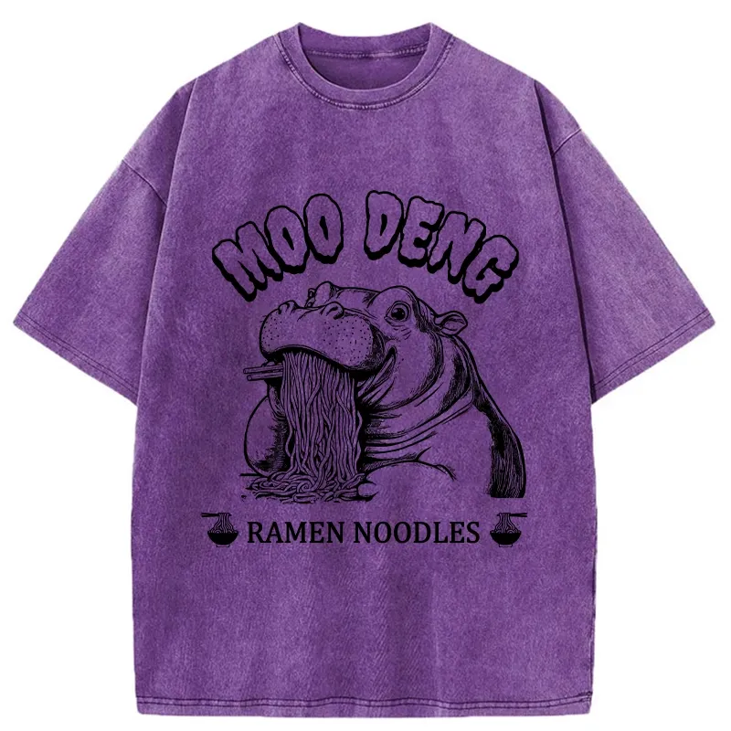 Tokyo-Tiger Ramen Lover Moo Deng Washed T-Shirt