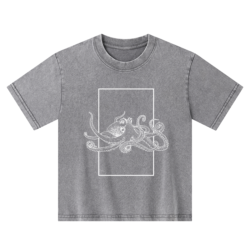Tokyo-Tiger Japanese Giant Octopus Kids Washed T-Shirt