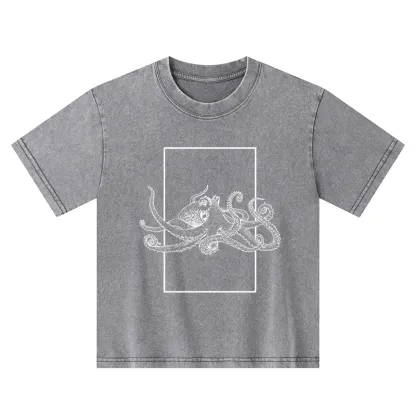 Tokyo-Tiger Japanese Giant Octopus Kids Washed T-Shirt