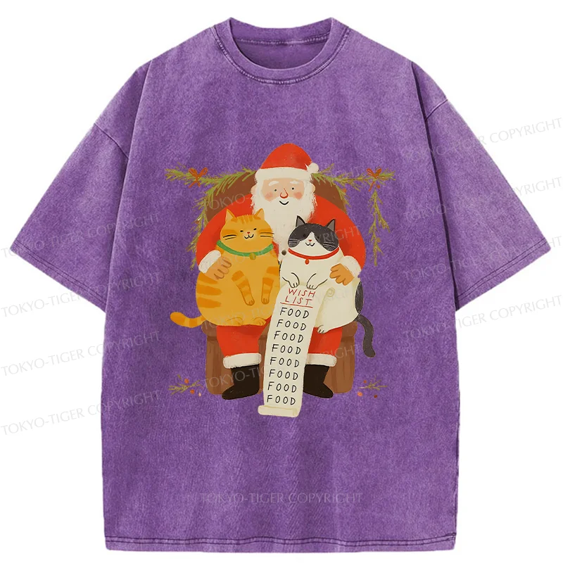 Tokyo-Tiger Santa Claus And Cats Washed T-Shirt