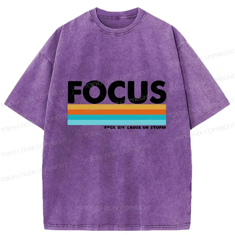 Tokyo-Tiger Funny FOCUS Washed T-Shirt
