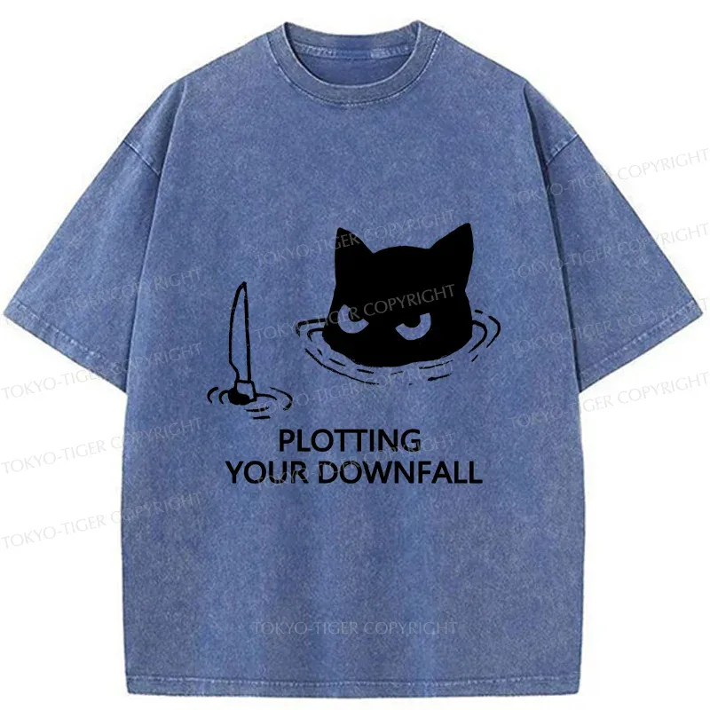 Tokyo-Tiger Cat Planning Something Bad Washed T-Shirt