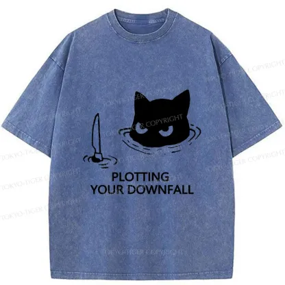 Tokyo-Tiger Cat Planning Something Bad Washed T-Shirt