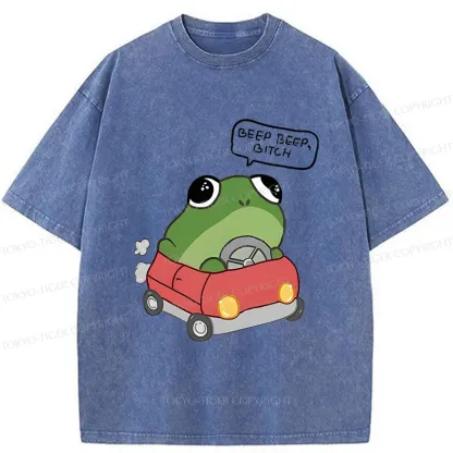 Tokyo-Tiger Frog Driving Washed T-Shirt