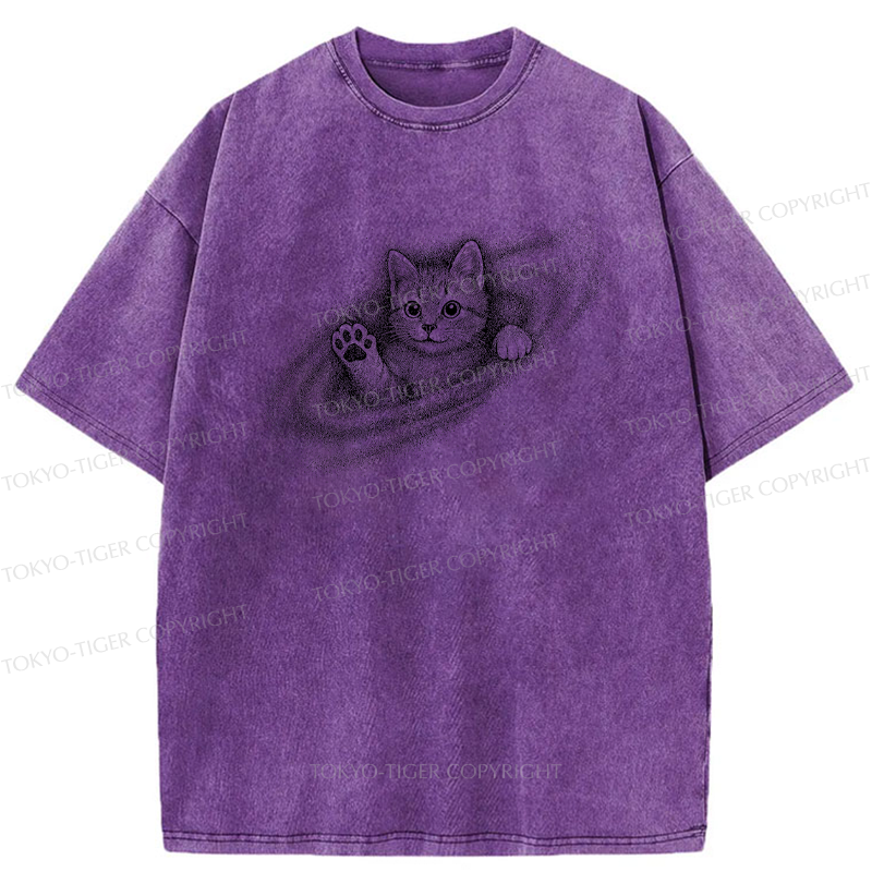Tokyo-Tiger Little Galaxy Cat Washed T-Shirt