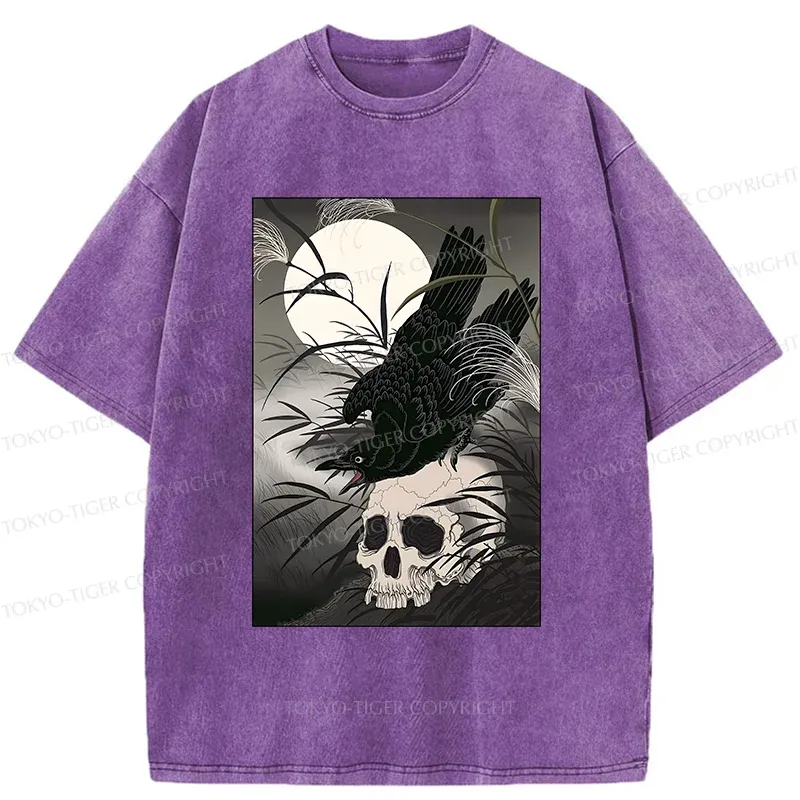 Tokyo-Tiger Ukiyoe Crow Washed T-Shirt