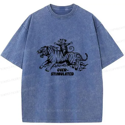Tokyo-Tiger Possum Riding A Tiger Washed T-Shirt