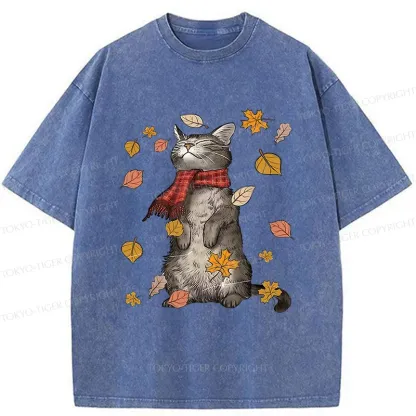Tokyo-Tiger Autumn Cat Washed T-Shirt