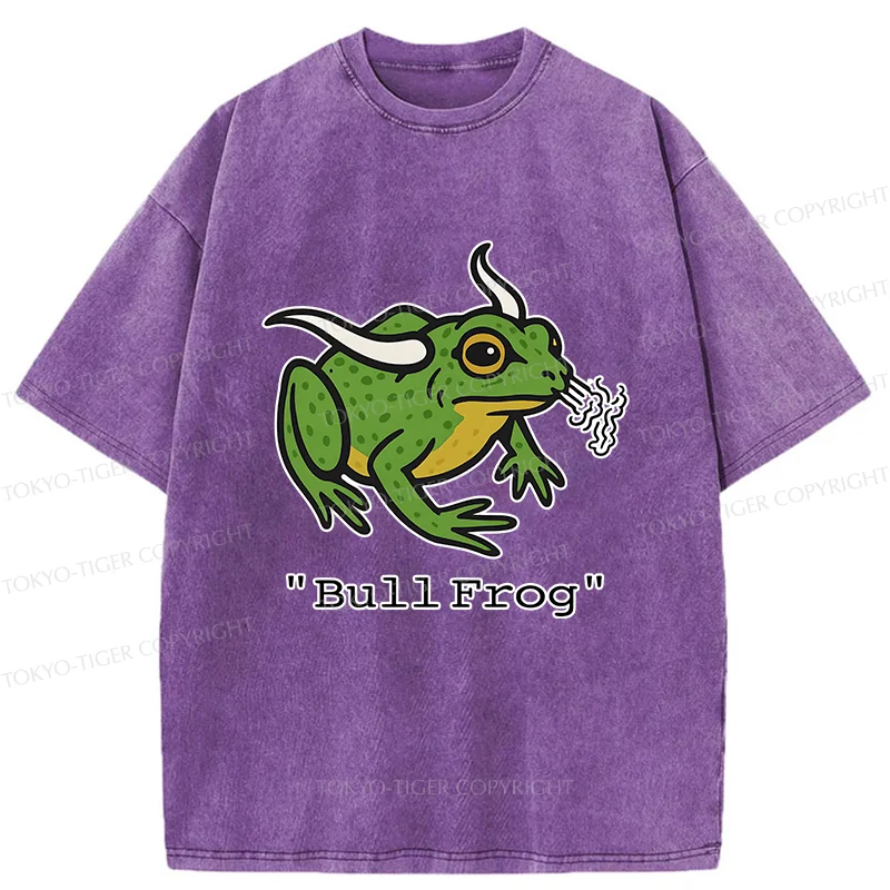 Tokyo-Tiger Funny Bull Frog Washed T-Shirt