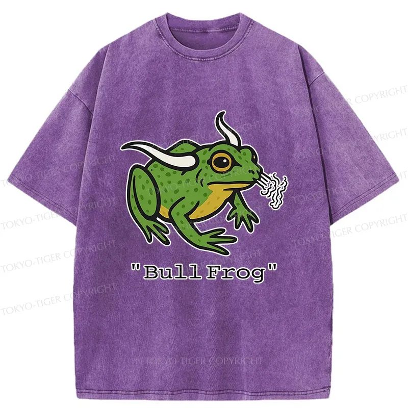 Tokyo-Tiger Funny Bull Frog Washed T-Shirt Sale