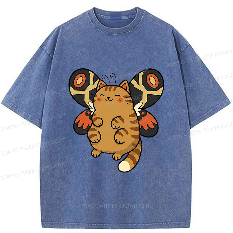 Tokyo-Tiger Cat Butterfly Washed T-Shirt