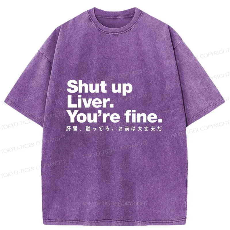 Tokyo-Tiger Liver And Alcohol Funny Washed T-Shirt