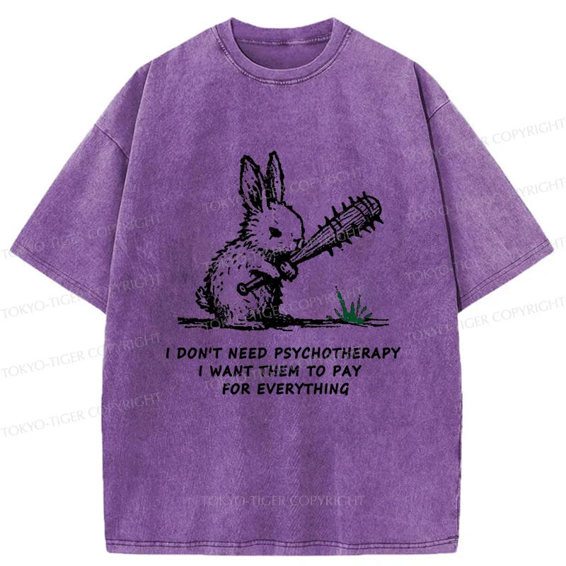 Tokyo-Tiger Violent Rabbit Funny Washed T-Shirt