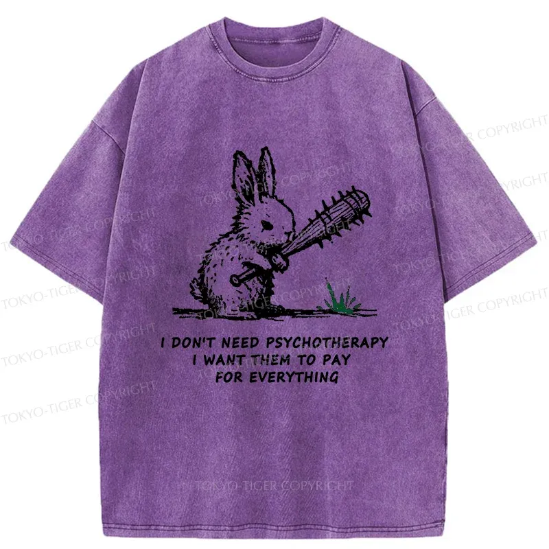 Tokyo-Tiger Violent Rabbit Funny Washed T-Shirt