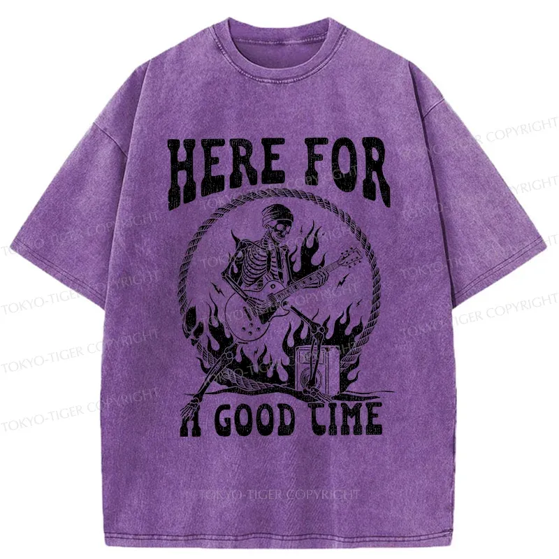 Tokyo-Tiger Rock Skull Funny Washed T-Shirt Sale