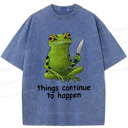 Tokyo-Tiger Frog Holding A Knife Washed T-Shirt