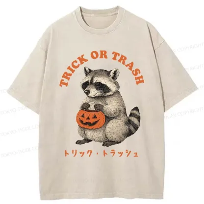 Tokyo-Tiger Halloween Raccoon Washed T-Shirt
