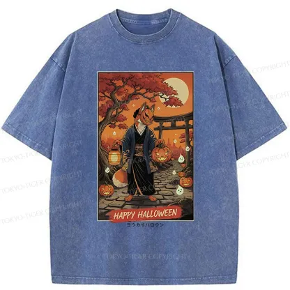 Tokyo-Tiger Halloween Fox Demon Washed T-Shirt