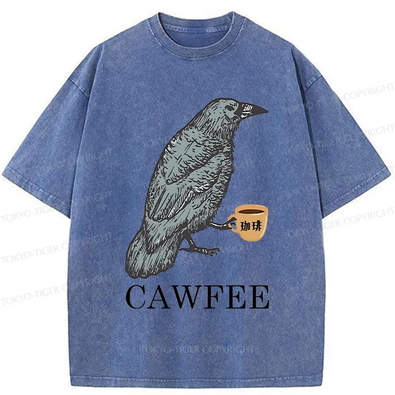 Tokyo-Tiger Cawfee Funny Washed T-Shirt