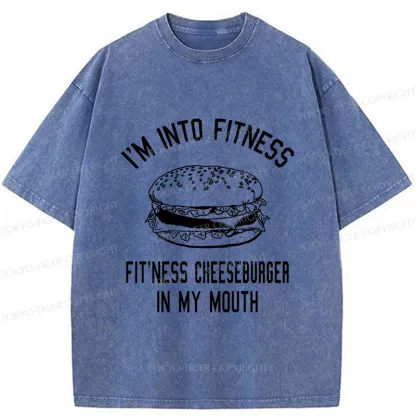 Tokyo-Tiger Fitness Cheeseburger Washed T-Shirt