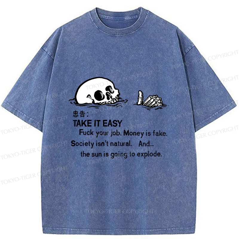 Tokyo-Tiger Skeleton Ridicule Washed T-Shirt