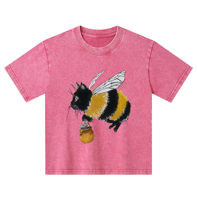 Tokyo-Tiger Catbee Funny Kids Washed T-Shirt
