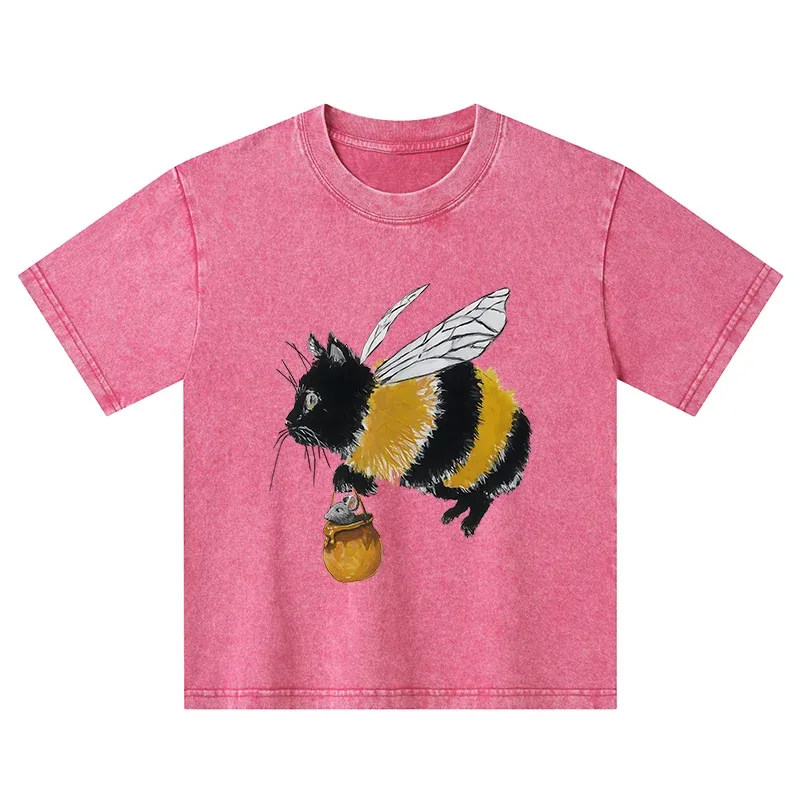 Tokyo-Tiger Catbee Funny Kids Washed T-Shirt