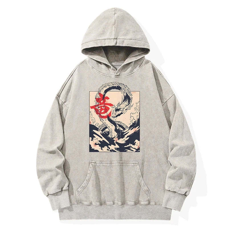 Tokyo-Tiger Sea Dragon Japanese Washed Hoodie Sale